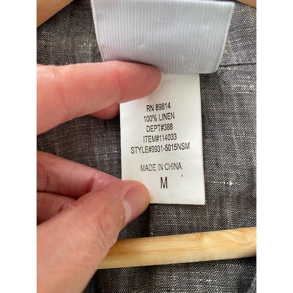 tsd Two Star Dog Size M Gray Button Up Linen Top - Picture 5 of 7